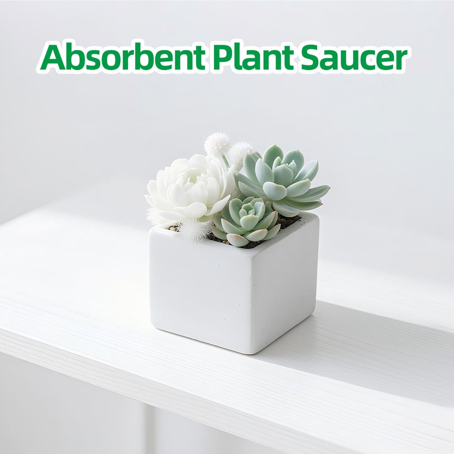 2Pcs Plant Saucer for Indoor — 6 inch Instant Dry Plant Tray Diatomaceous Earth Round Plant Drip & Drainage Trays for Indoors, Off - White