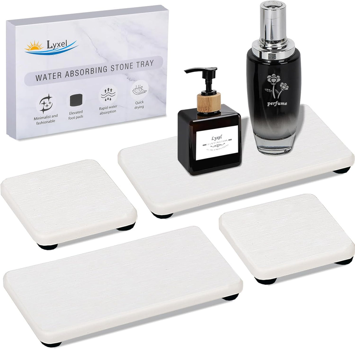 Skiennix Water Absorbing Stone Tray - Fast Drying Diatomite Coaster for Kitchen & Bathroom Sinks