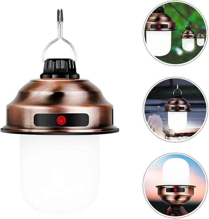 VICASKY LED Camping Lantern Rechargeable Retro Outdoor Portable Horse Lantern Bronze Color Super Bright Tent Light for Hiking and Emergency