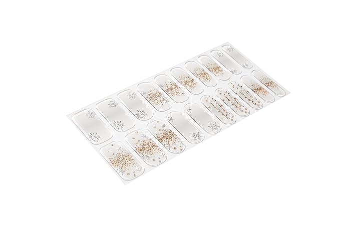 NAILOG Semi Cured Gel Nail Strips (20 Extra Long Nail Polish Strips) │ Long Lasting Gel Nail Stickers, Nail Wraps with Glossy Gel Finishing (Snowflake)