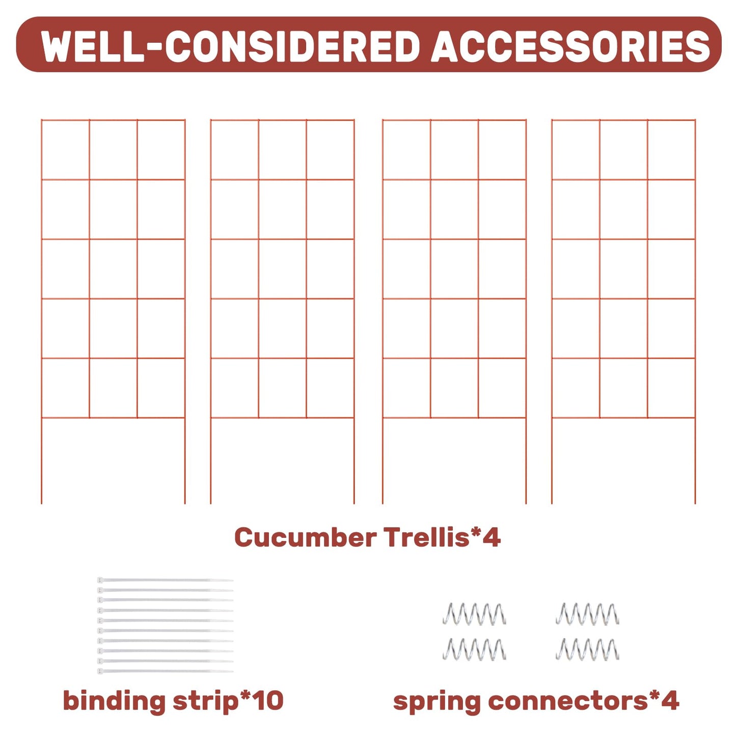DOEWORKS Cucumber Trellis, 48" High Foldable A Frame Garden Trellis, 2 Pack, Plant Support for Climbing Cucumber, Beans, Tomatoes, Flowers, Red