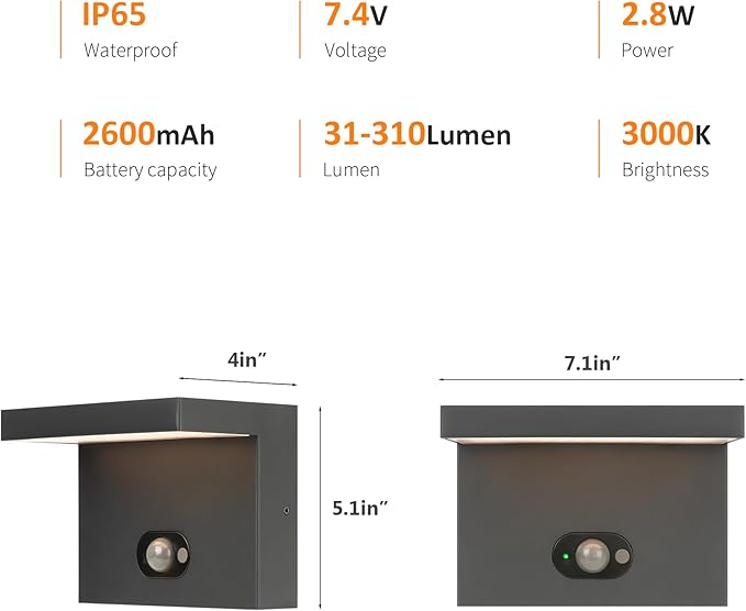 Lustrlach Solar Light Outdoor Motion Sensor Wall Sconce LED Exterior Lighting Fixture for House Modern Outside Front Porch Light with 3 Moders,IP65 Waterproof