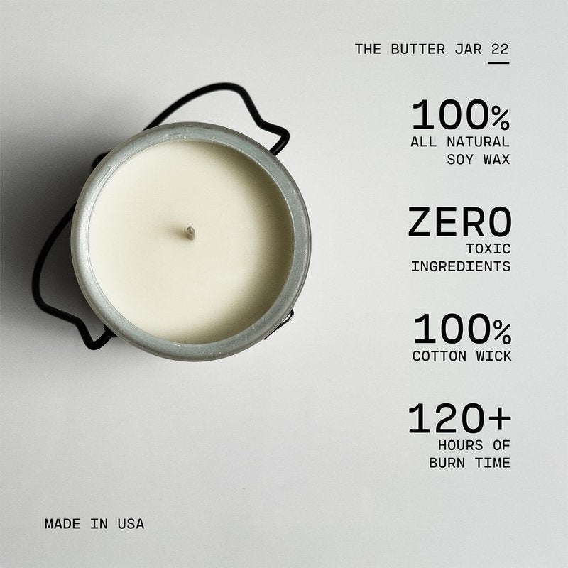 Milkhouse Candle Company Lemon Macaroon Soy Candle - Apricot | Honey | Tonka Bean Scented - 22 oz Butter Jar with Lid, 120+ Hour Burn Time, Made in the USA