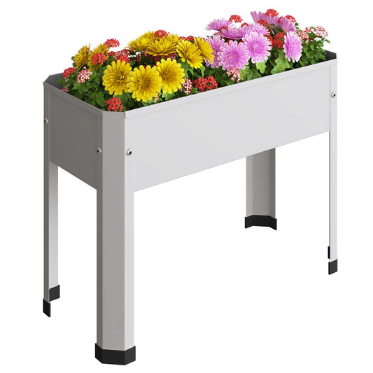 PROXRACER Raised Garden Bed with Detachable Legs Elevated Metal Planter Box for Growing Fresh Herbs Vegetables Flowers Succulents&Other Plants for Outdoor Backyard Patio Deck Balcony White S