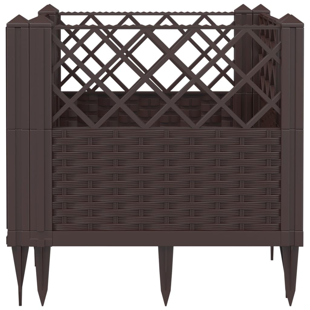 Teenpull Garden Planter Box for Plants, Raised Elevated Planter Boxes with Pegs, Large Outdoor Gardening Pots, Square Brown