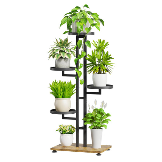 iDavosic.ly 4 Tier Plant Stand Indoor Outdoor, Tiered Corner Multiple Flower Pot Holder Shelf, Metal 34 Inch Tall Display Rack for Patio Porch Living Room Garden Balcony Bedroom, Black