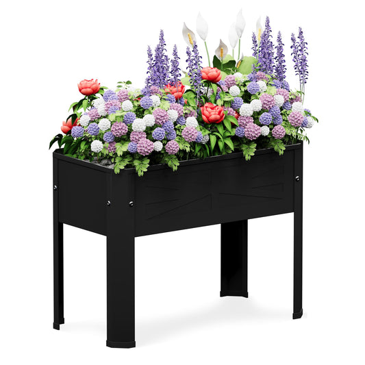 PROXRACER Raised Garden Bed with Detachable Tall Legs Elevated Metal Planter Box for Growing Fresh Herbs Vegetables Flowers Succulents&Other Plants for Outdoor Backyard Patio Deck Balcony Black