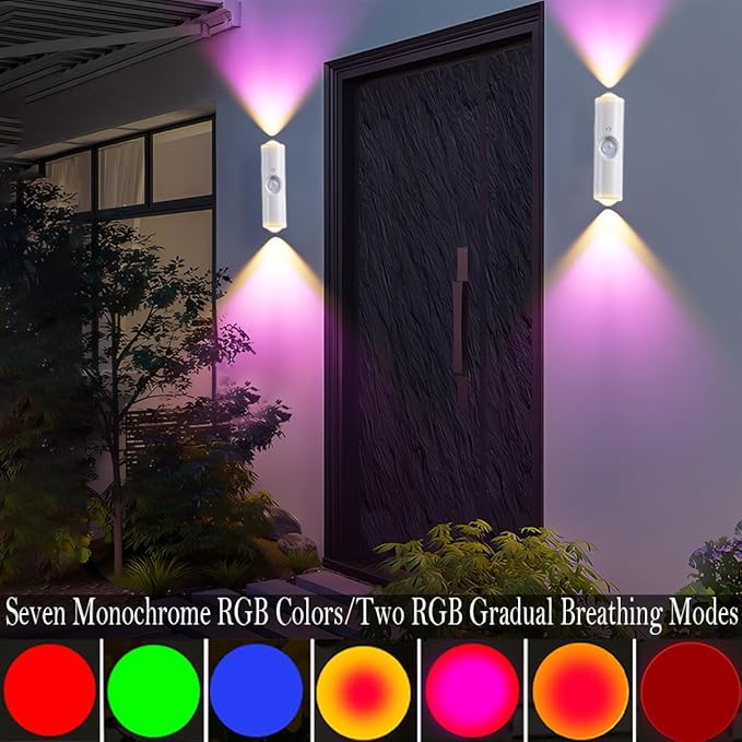 Portable Wall Mounted Night Light,USB Rechargeable Magnetic LED Wall Lamp,Motion Sensor Night Light,7-Color Battery-Powered Wall Lamp,For Hallways,Bedrooms,Bathroom,Living Room(White 2 pcs)