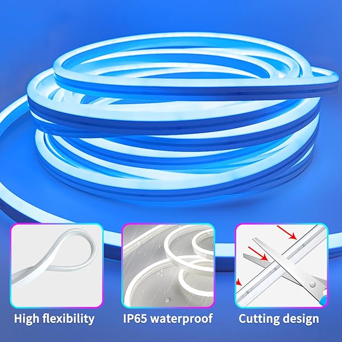 16.4FT Led Neon Rope Lights Control with App/Remote,Flexible Led Rope Lights,Multiple Modes,IP65 Outdoor RGB Neon Lights Waterproof,Music Sync Gaming Led Neon Strip Lights for Bedroom Décor