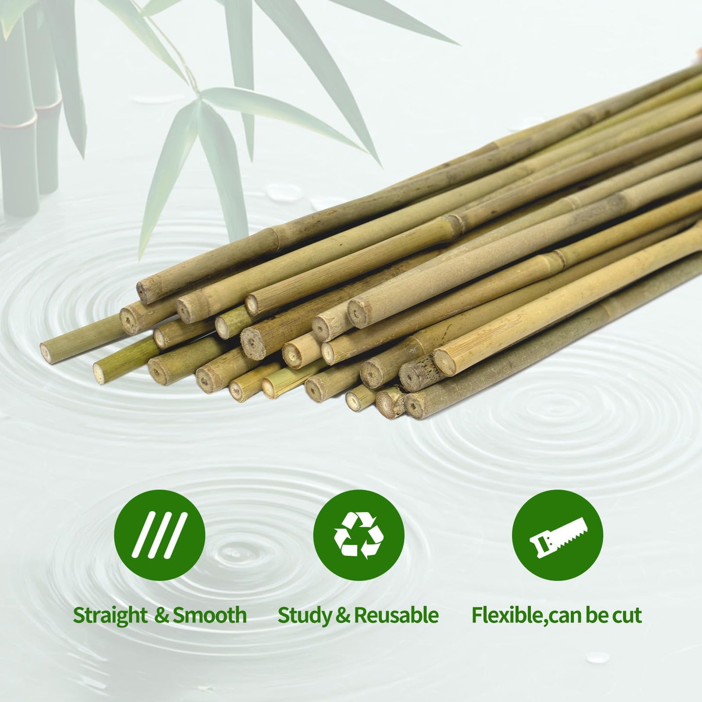 Plant Stakes, 25 Pack 4FT Natural Garden Bamboo Sticks, Plant Support Stakes for Indoor & Outdoor Plants, Orchid Tomato Vegetable Stakes for Garden