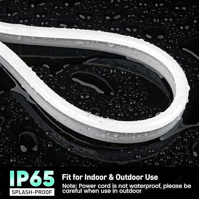 GZBtech RGB LED Neon Rope Lights 66FT/20M, AC 110-120V Waterproof Color Changing LED Rope with Remote Control, Dimmable Multi Color Strip Lighting for Indoor Outdoor Commercial Use, ETL Listed