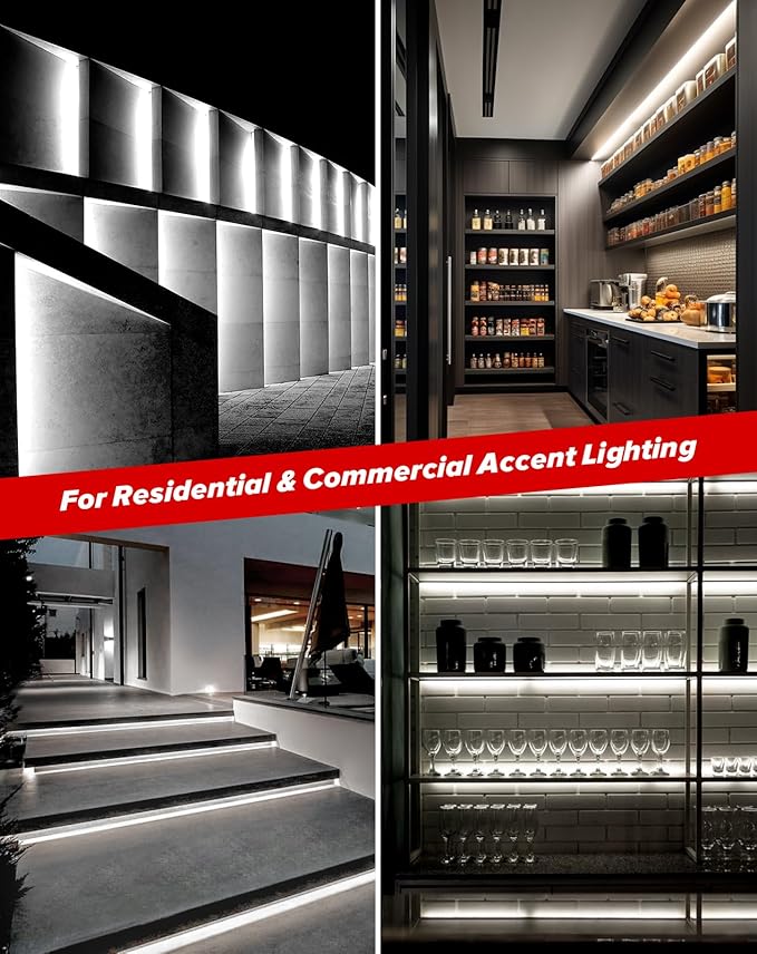 Shine Decor COB LED Rope Light AC 120V, 800lm Ultra Bright, IP65 Waterproof Cold-Resistant ETL Neon Strip, No Driver Tape Lighting for Home Commercial 10x4.5mm, 6000K Cool White, 32.8ft