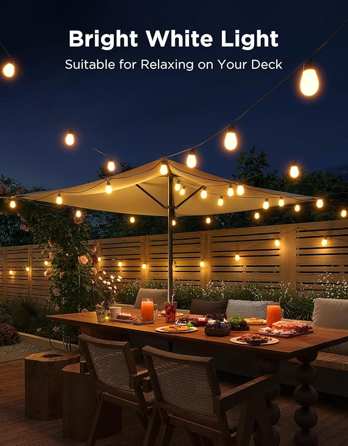 Govee S14 Bulb Outdoor String Lights 2, 96ft Smart RGBIC Warm White Patio Lights with 15 LED Bulbs, 111 Scene Modes for Outdoor Decor, Upgraded IP66 Compatible with Alexa, Google, Matter, APP Control
