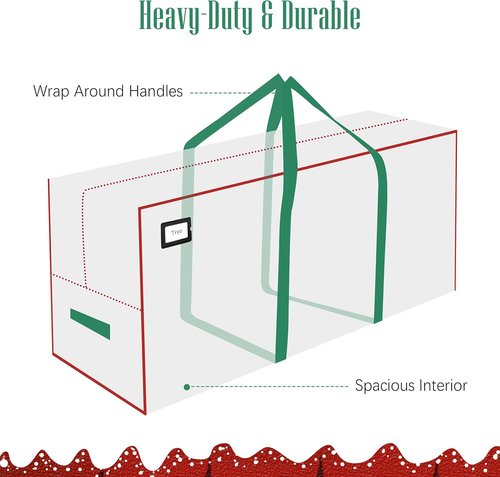 Cosy Family Christmas Tree Storage Bag - Durable Extra Large 7.5 ft Heavy Duty Xmas Bag with Reinforced Handles & Dual Zippers