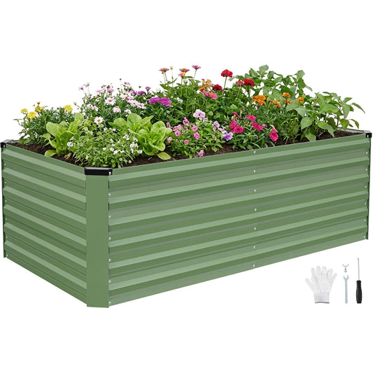 INNO STAGE 6x3x2ft Galvanized Raised Garden Bed, Raised Garden Bed Kit-Metal Planter Box Outdoor, Planting for Vegetables, Fruits, Herbs, Flowers, OliveGreen