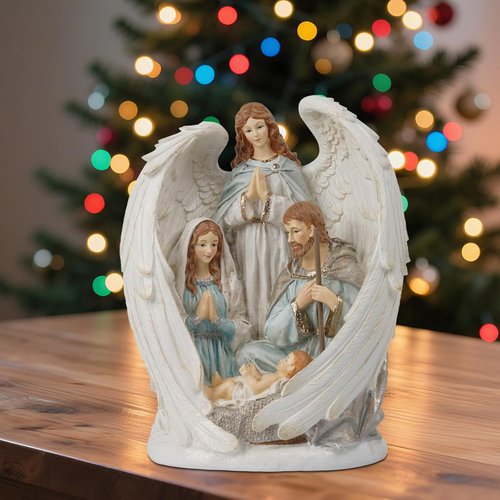 Braxio Indoor Nativity Angel Set - Holy Family Tabletop Christmas Decor | 10x6.5x12.4 Inch