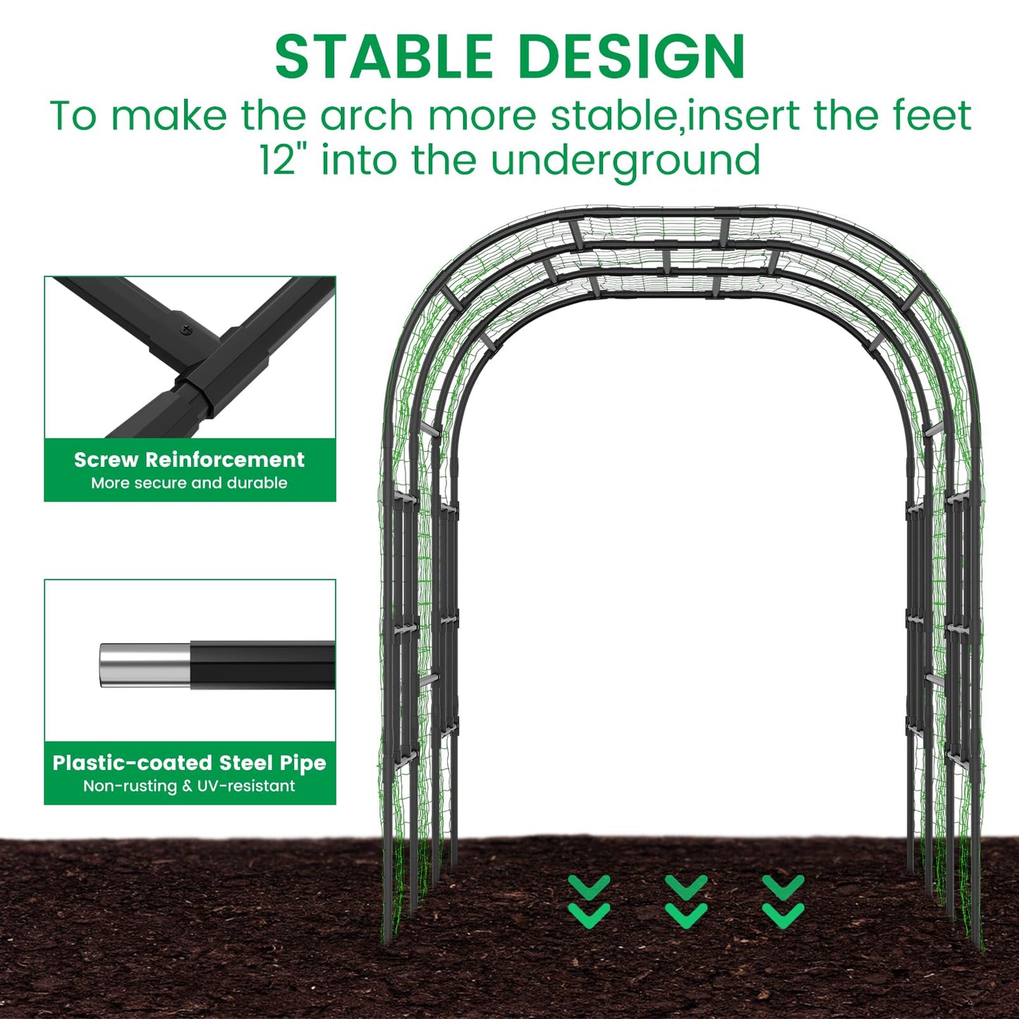 Tall Garden Arch Trellis for Climbing Plants, 87in Tall Metal Plant Support Trellis Archway for Climbing Plant Vegetables Cucumber, Outdoor Yard Lawn Garden Arch Tunnel Trellis