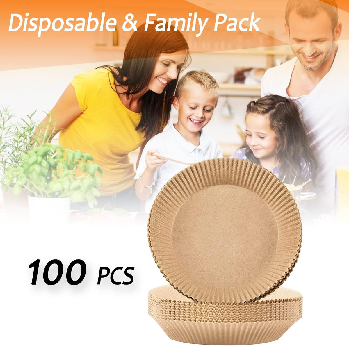 Skiennix Air Fryer Liners - 100 PCS Non-Stick Parchment Paper for Grease-Free Baking | Food Grade & Oil-Proof