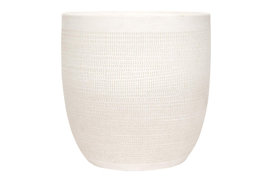 Creative Co-Op Large Matte White Embossed Stoneware Planter