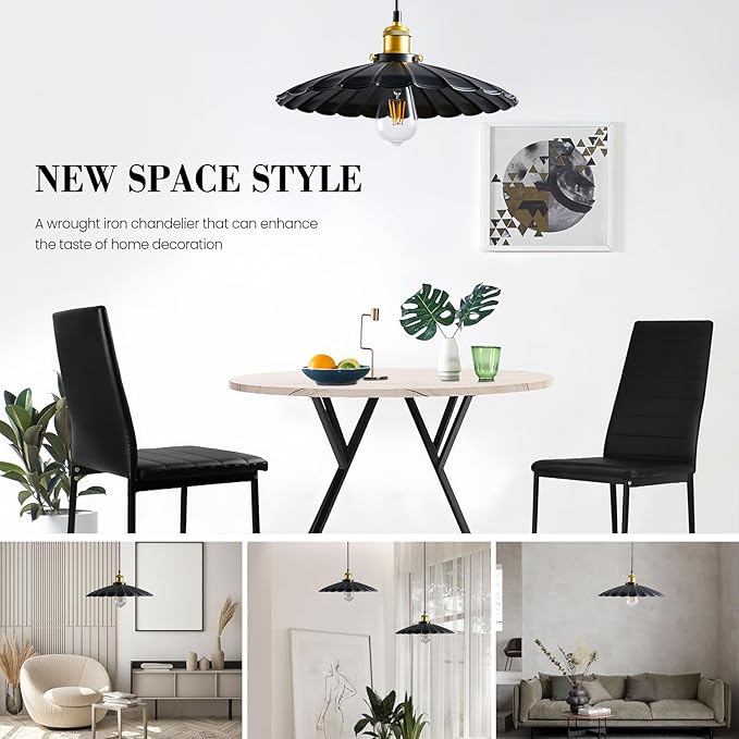 2Pack Kitchen Hanging Lights, Black Hanging Light for Hallway 13.8 Inch Metal Lampshade Farmhouse Pendant Lights Kitchen Island Vintage Pendant Lighting Kitchen Island Sofa