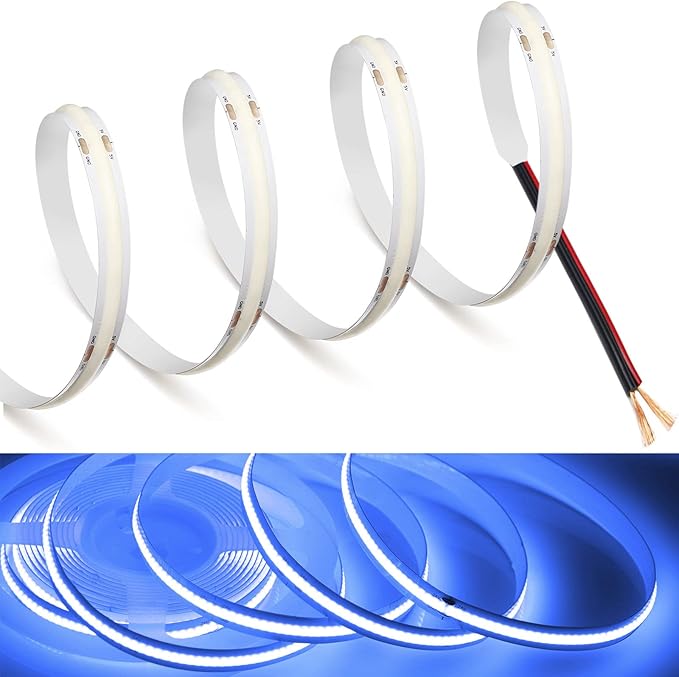 MDee】COB LED Strip Lights Blue 8.2ft/2.5m DC12V Flexible LED Tape Lights CRI 90+ 800LM/m 320LEDs/m for Indoor and Outdoor Décor（Blue8.2ft/2.5m）