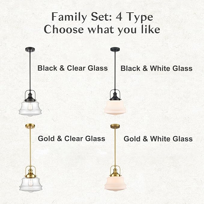 Nautical Gold Pendant Light Fixtures Milk White Glass Schoolhouse Hanging Adjustable Light for Kitchen Bedroom Dining Bathroom