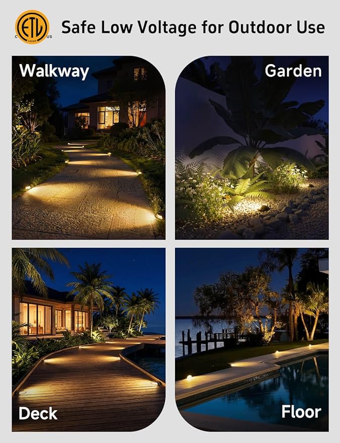Gardenreet Outdoor Low Voltage Well Lights - Brass Low Voltage 12V Replaceable Bulb In-Ground Lighting, LED Turret Top Fixture, Antique Bronze for Patio Backyard House with 2700K Warm White MR16 Bulb