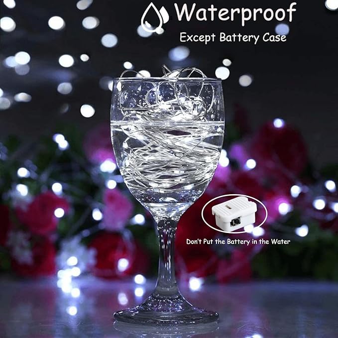 ZGWJ Fairy Lights Battery Operated, 24 Pack White Twinkle String Lights 20 LED 7FT Mason Jar Lighting Waterproof for Bedroom, Halloween, Christmas, Party Indoor and Outdoor Decoration