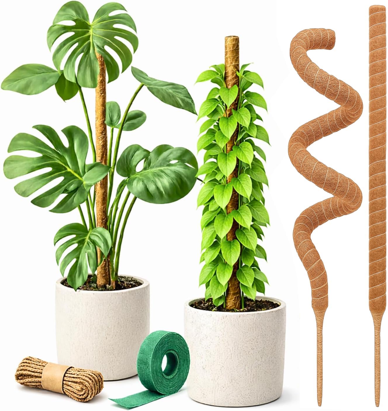 Craft911 Moss Pole Monstera Plant Support – 2 Pack 30” Bendable Moss Pole Monstera Plant Support, Plant Stakes for Indoor Plants, Tall Plant Sticks Support for Climbing Plants