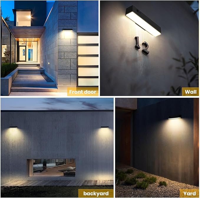 Solar Outdoor Lights, Solar Light with Motion Sensor for House Sign, IP44 Waterproof 1000LM 4000K Modern-Luxury Style Non-wiring Anti-glare Wall Sconces for Post, Front Door, Yard, Garage, Garden
