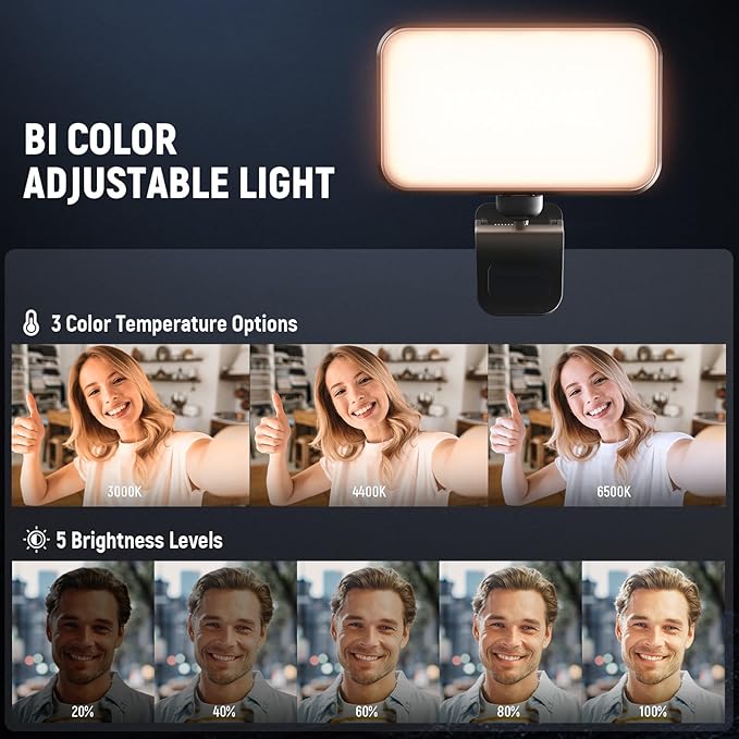 NEEWER Entry Level Version LED Selfie Light, Plastic Clip on Phone Fill Lighting for iPhone, 66 LEDs CRI92 Portable for Computer Laptop Webcam Zoom Video Conference Makeup Recording Streaming, N6
