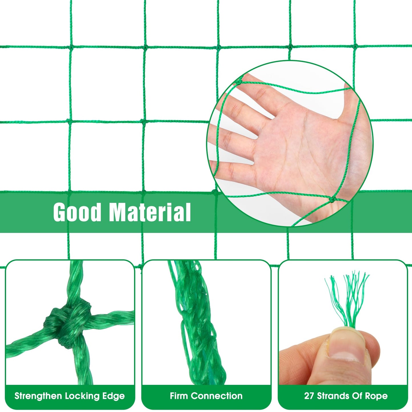 Unves Trellis Netting, 26.2 x 6.6 Ft Garden Trellis for Climbing Plants, 27 Strands & 4x4 Inch Mesh Plant Net for Tomato, Cucumber, Heavy Duty Net for Vegetables, Fruits, Grapes, Bean