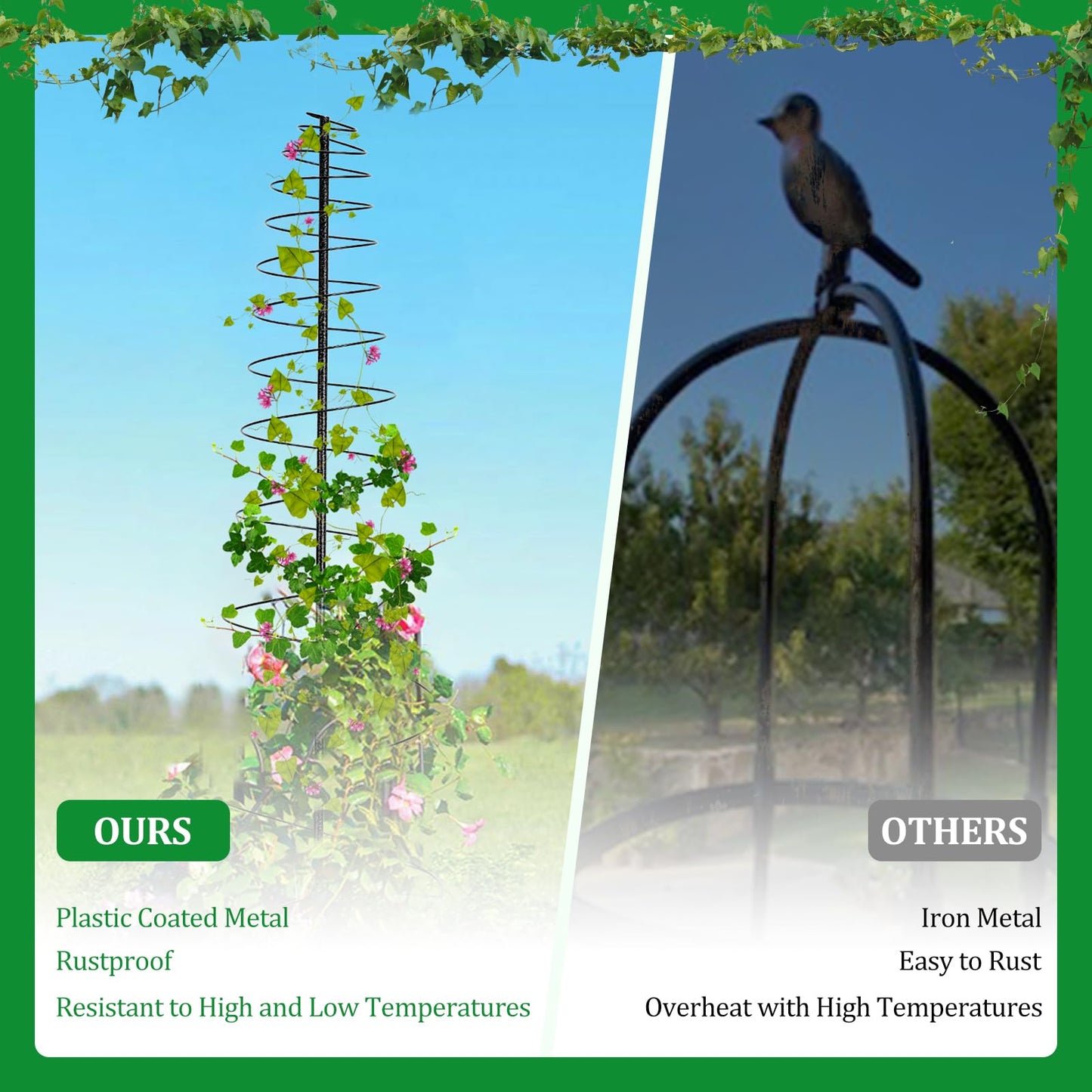 Trellis for Climbing Plants Outdoor,2 Pack Plants Trellis 44 inch Support Metal Garden Trellis for Plants Flowers Light Vegetables Vine Support