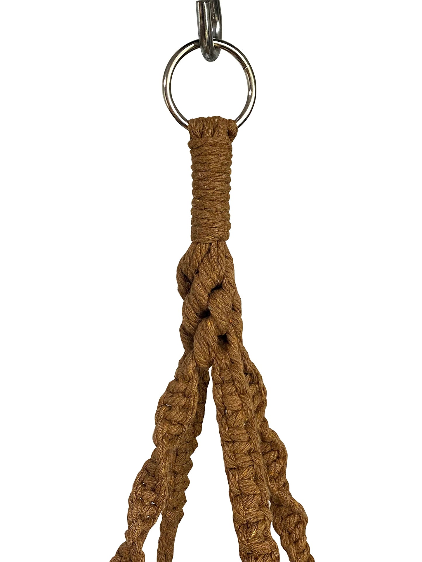 Macrame Plant Hanger & Holder, Hanging Planter 4 Legs Double Deck for 8 inch to 10 inch Two Pots Indoor Outdoor Hanging Planter Hemp Rope 67 Inch with Metal Ring (Brown)