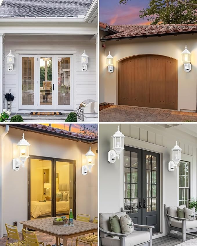 Redluck Motion Sensor Outdoor Lights, 2 Pack 16 inch Dusk to Dawn Outside Porch Lights, Waterproof Anti-Rust Aluminum Outdoor Wall Lights Exterior Lighting Fixtures for House, Garage, Front Door