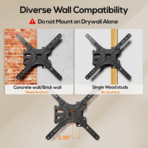 IWORKBOARD 43 50 55 inch Full Motion Corner TV Wall Mount for Most 32-60" TVs, Articulating Swivel Tilting TV Wall Mount Bracket, up to 77 lbs, VESA 400x400mm, Single Stud