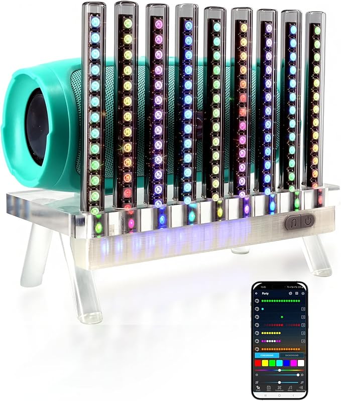 Sound Reactive Ambient Light, Smart App-Controlled Music Rhythm Lamp with Custom Modes, Designed for Portable Speaker Setup for Bedroom, Dorm, Living Room (Black)