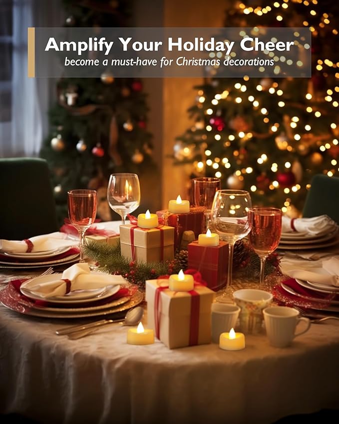 Flameless Candles, 24Pack Timer Fake Candle, LED Tea Light Candles, Battery Operated Votives with 6 Hours Timer Auto for Halloween Christmas Wedding Decor-1.5'' D X 1.25'' H, Ivory White