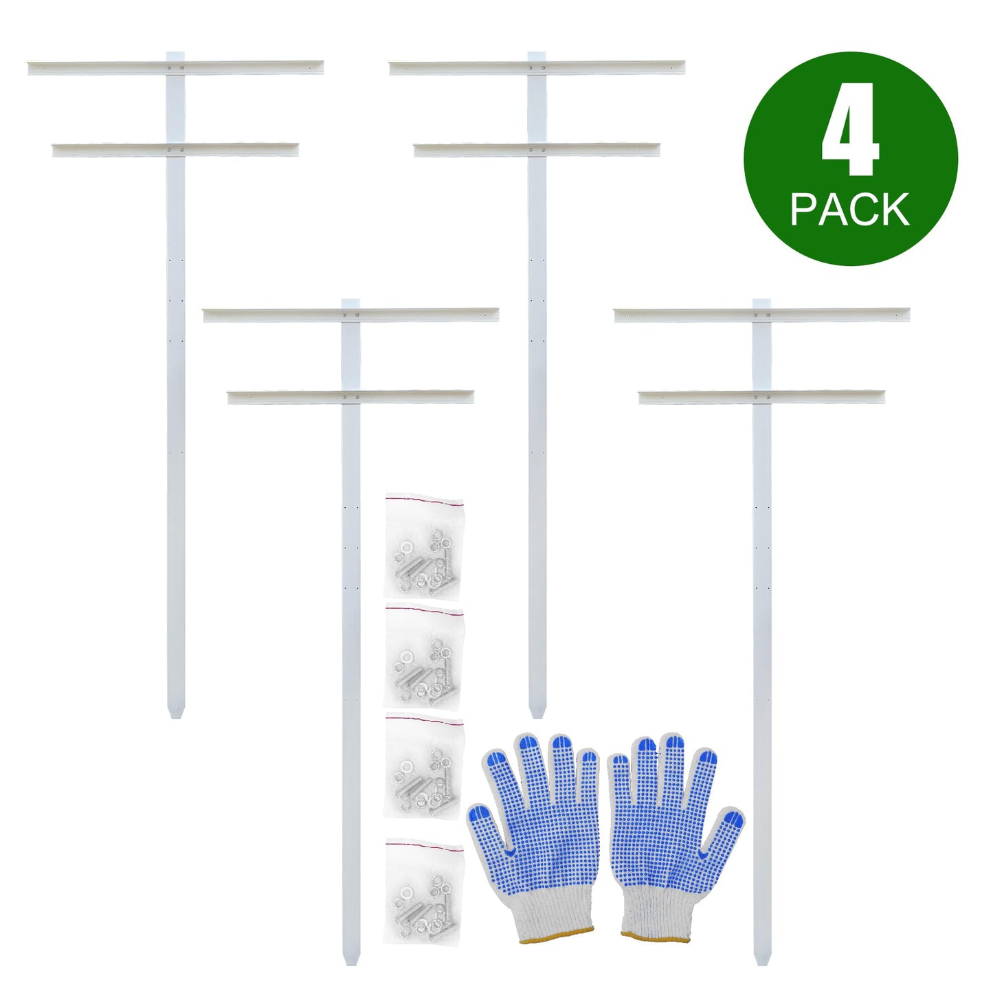 MRGARDEN 7-Feet Adjustable Garden Trellis Set for Raspberry and Climbing Plants, Outdoor Stake Vineyard Trellis, Pack of 4