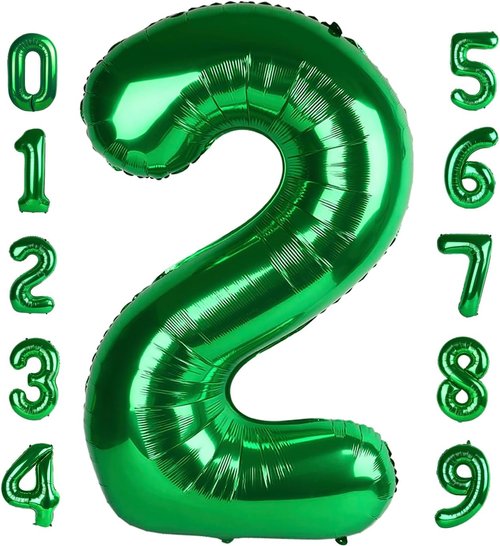 2 Numbers Balloon - 40 Inch Dark Green Birthday Decor for 2nd, 12th, 21st Parties & Celebrations