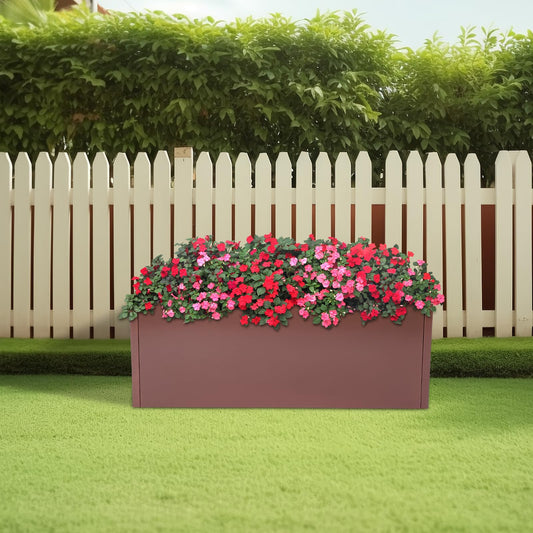 Ginelm 38”L x 15”W x 15”H Metal Long Planter Box for Outdoor Plants Large Rectangular Planter Boxs Spliced Flower Pot for Flowers Garden