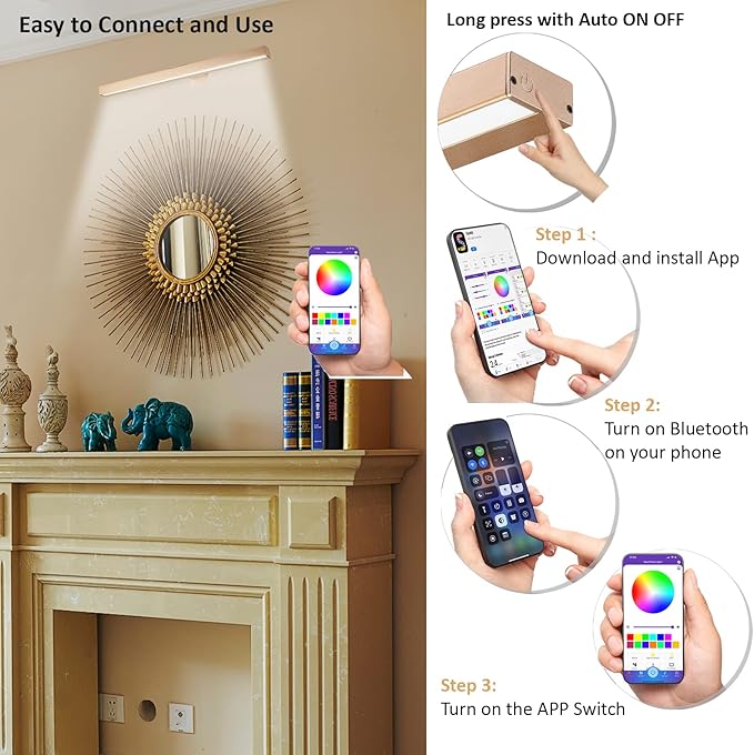 MIOBLUE Rechargeable Picture Light, Battery Painting Light Display Lamp with APP Music Sync Multi Dynamic Modes Timer Dartboard Artwork Light for Frame Portrait