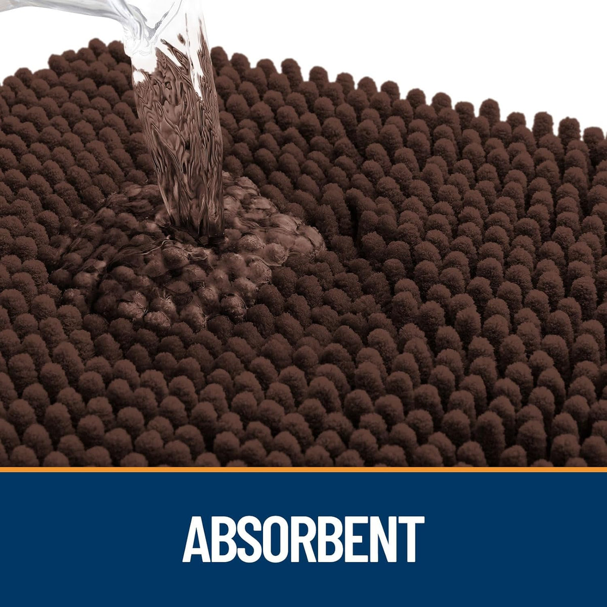 OLANLY Dog Door Mat - Absorbent Non-Slip Chenille Mat for Muddy Paws | 47x24 Inches, Brown