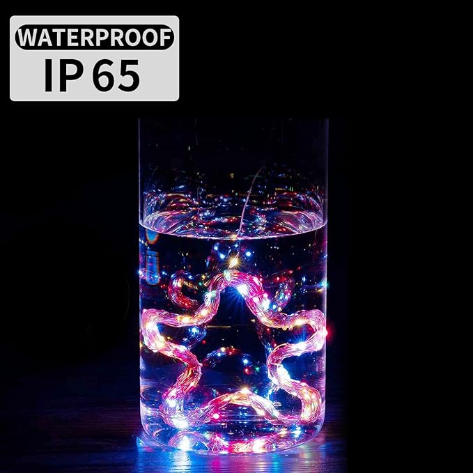 100 Pack Fairy Lights 7Ft 20 LED Twinkle String Lights Battery Operated Waterproof Firefly Starry for Mason Jar Party Wedding Christmas Valentines Day,Rainbow + Blue