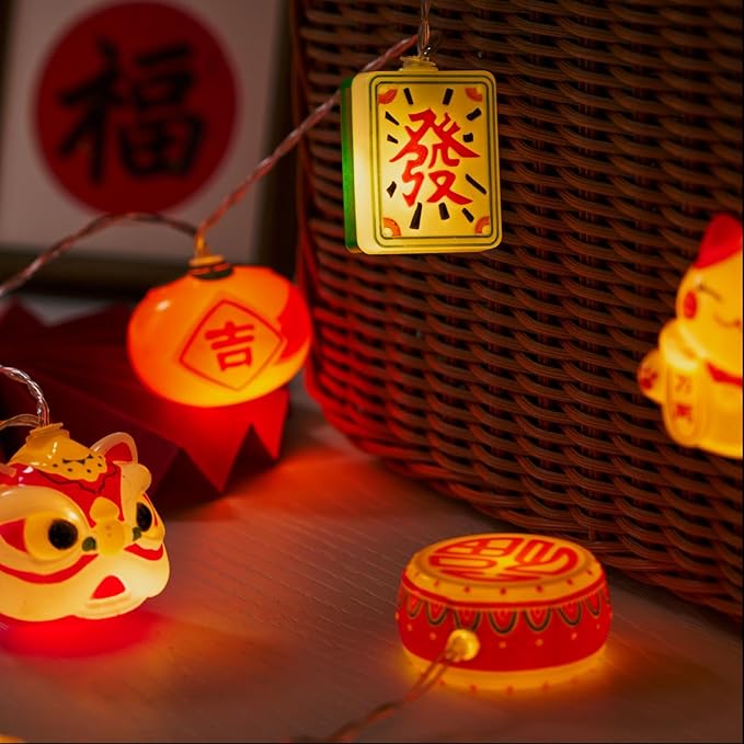 LOLStar Chinese New Year Decorations 2026, Lunar New Year String Lights 20 LED Window Lights Battery Operated (Not Included), Timer Function & 8 Flashing Modes, Spring Festival Lights for Home Decor