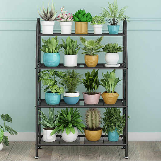 Black, White Plant Stand Indoor Outdoor, Corner Metal Flower Pot Stands for Multiple Plants, 4 Tier Heavy Duty Plant Shelf for Patio Garden Balcony Living Room Bedroom(Black)