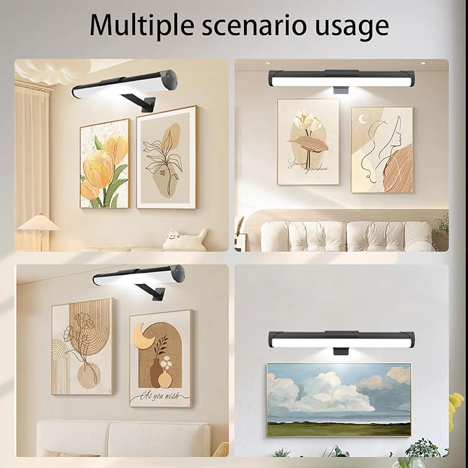 MIOBLUE Picture Light Battery Operated, 13.8in Wireless Art Light for Paintings, Dimmable 4400mAh Recharging Battery Display Light with Remote Control for Wall, Gallery Dartboard Art Bedroom