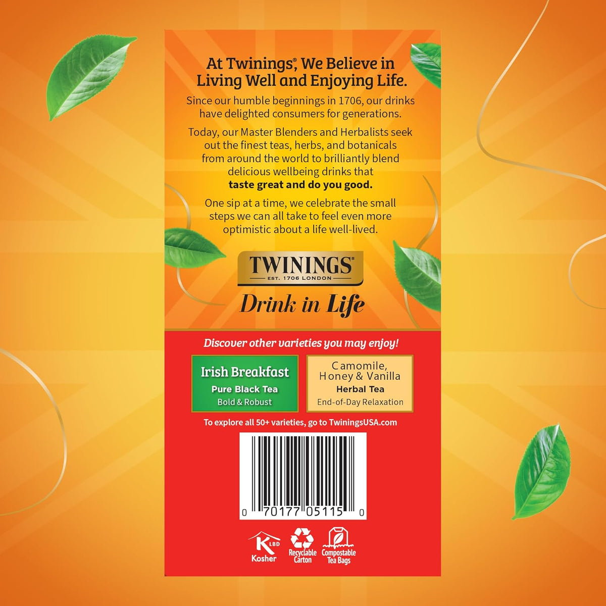 Twinings English Breakfast Black Tea - Flavourful & Robust Caffeinated Bags | 50 Count (Pack of 6)