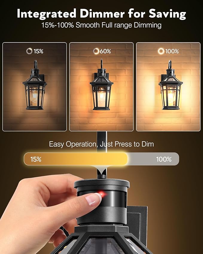 Motion Sensor Outdoor Wall Lights, Black Dusk to Dawn Porch Light Wall Mount, Exterior Lighting Fixtures, Outdoor Wall Sconce Lantern with Adjustable Sensor Range, Coach Lights for Garage Patio