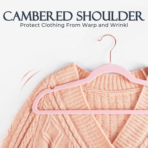 HOUSE DAY Velvet Hangers - Premium Non-Slip Clothes Hangers | 240 Pack in Light Pink with 360° Rotating Hook